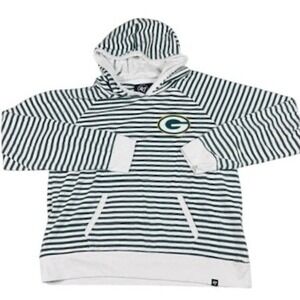 Green Bay Packers Mens L Hoodie 47 Brand Striped Lightweight Logo Sweatshirt NFL